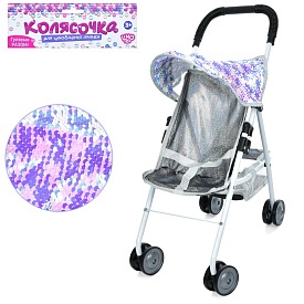 Візок M 5095 UA для ляльки, прогулянковий, кошик, мет., кул., 26-60-10 см. - 1 - smarttoys.com.ua