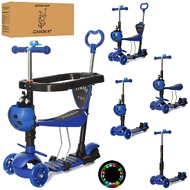 Самокат JR 3-027-BL MAXI,5в1(бігов),сталь+пласт,кол3штПУ,2пер120мм-св,кермо,бампер,дзвінок,синій. - 1 - smarttoys.com.ua