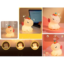 Нічник A007 єдиноріг, 3 рівні яскравості, таймер 30 хв., акум., USB, кор.,12,5-14,5-9,5 см. - 1 - smarttoys.com.ua