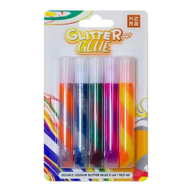 Клей з блистками 5 шт*10,5г в блістері 5 кол.подвійний колір - 1 - smarttoys.com.ua