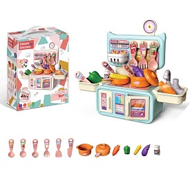 Кухня 28T-3 плита, мийка-ллється вода (механіч.), посуд, продукти, 13 предм., кор., 18-23-10 см. - 1 - smarttoys.com.ua