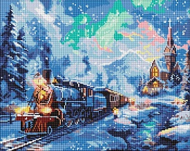 Набір з алмазною мозаїкою "Святковий потяг" 40х50см - 1 - smarttoys.com.ua