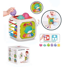 Гра 688-88 куб,7в1,сортер,6 фігур-брязкальце,грані-резинки,піаніно,звуки тварин,муз.,світло,бат.,кор - 1 - smarttoys.com.ua