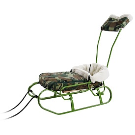 Комплект "Хлопчик" (санки "Експрес хакі" + ручка + спинка + Чохол "Камуфляж" / хутро) - 1 - smarttoys.com.ua