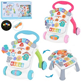 Каталка-ходунки 6605A 2в1 столик,піанино,гризунок,шестерні,2кольори,муз.,світло,бат.,кор.,76-45-12см - 1 - smarttoys.com.ua