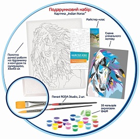 Набір, техніка акриловий живопис за номерами, "Indian horse", ROSA START - 2 - smarttoys.com.ua