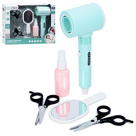 Набір аксесуарів A2009-1 набір перукаря, фен-повітря, дзеркало, ножиці, бат., кор.,32-24,5-7см - 1 - smarttoys.com.ua