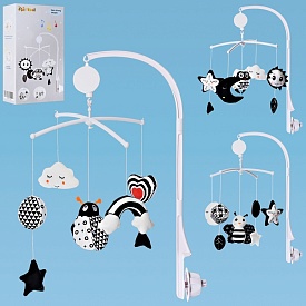 Карусель на ліжечко RAT11 підвіски 5шт., плюш, муз.-заводна, 3 види, кор., 20-34-8см. - 1 - smarttoys.com.ua