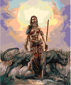 Набір для розпису по номерах SY6106 "Мисливиця з пантерою", розміром 40х50 см - 1 - smarttoys.com.ua