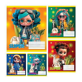 Зошит, 12 аркушів, лінія, "Super Girl", Тетрада - 1 - smarttoys.com.ua