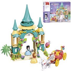 Конструктор SLUBAN M38-B1283 рожева серія, замок, карета з конячкою,фігурки,288дет.,кор.,38-28,5-7см - 1 - smarttoys.com.ua