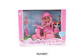 Лялька RR011 шарнірна, мотоцикл, кіт, гребінці, кор., 26-20,5-7,5 см. - 1 - smarttoys.com.ua