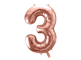 Фольгована цифра 3 Рожеве золото Partydeco - 1 - smarttoys.com.ua