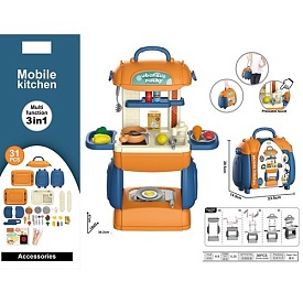 Кухня 8783P мийка, посуд, продукти, 31дет., скл.в валізу/сумку, карт.оберт., 22-20-13см. - 1 - smarttoys.com.ua