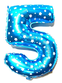 Фольгована цифра "5" блакитна, висота 65 см - 1 - smarttoys.com.ua