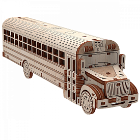 Шкільний автобус механічна дерев'яна 3D-модель - 1 - smarttoys.com.ua