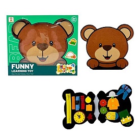 Гра Y514-3 бізікнижка, ведмедик, шестерні, гардероб, шнурівка, застібка-блискавка,кор.,30-25,5-3,5см - 1 - smarttoys.com.ua
