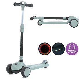Самокат JR3-138-G мет.+пласт., 3 колеса, 2 кол.120мм, задн.75мм, муз., світло, бат., кор.,69-30-16см - 1 - smarttoys.com.ua