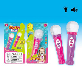Мікрофон 9829 (168/2) 2 кольори, світло, звук, на батарейках, на листі - 1 - smarttoys.com.ua