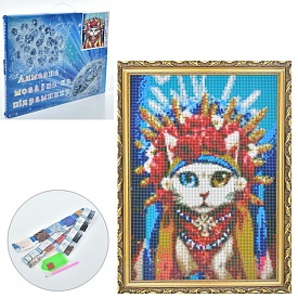 Набір для творчості MK 5068 алмазна мозаїка/вишивка, 30-40см., кішка у віночку, кор., 41-32-2,5см. - 1 - smarttoys.com.ua
