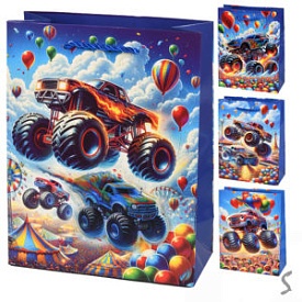 Пакет подарунковий паперовий L "Monster truck 3D" 31*42*12см., R33048-L - 1 - smarttoys.com.ua