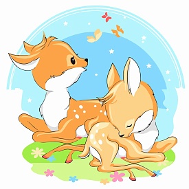 Картина за номерами Strateg ПРЕМІУМ Сімейство оленят з лаком та з рівнем розміром 30х30 см (ES-0859) - 1 - smarttoys.com.ua