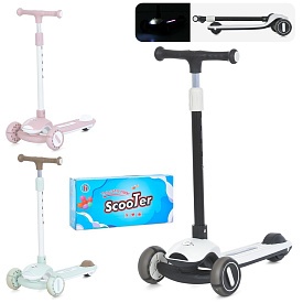 Самокат JR 3-117 Maxi-big,мет.+пласт.,3кол.ПУ,2пер.118мм,задн.85мм,підніжка,3кольори,муз.,світло,бат - 1 - smarttoys.com.ua