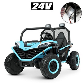 Джип M 4969(2)EBLR-4(24V) 2,4G,2*150W, 1*24V10AH, EVA, USB, муз., шкіра, світло, синій. - 1 - smarttoys.com.ua