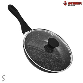 Сковорода лита покриття "Stone" інд. дно 28см c кришкою 10219-L - 1 - smarttoys.com.ua