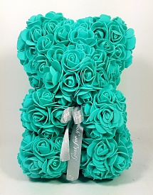 Ведмедик зі штучних 3D троянд 25 см - 2 - smarttoys.com.ua