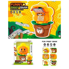 Банківський термінал 1111-149 квітка у горщику,скарбничка,сейф з кодом,відб.затягує купюри.муз.світ. - 1 - smarttoys.com.ua