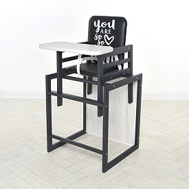 Стільчик Graphite аляска для годування, зі столиком, чорний+білий - 1 - smarttoys.com.ua