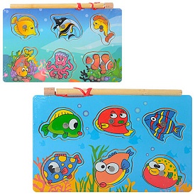 Дерев'яна іграшка Риболовля MD 1149 рамка-вкладиш,морькі тварини,вудка,магніт, 2види,кул.12-18-1см - 1 - smarttoys.com.ua