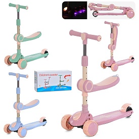 Самокат JR 3-104 3в1(біговел),мет.+плас.,3кол.,2пер.ПУ110мм,задн.80мм,3кольори,муз.,світло,бат.,кор. - 1 - smarttoys.com.ua
