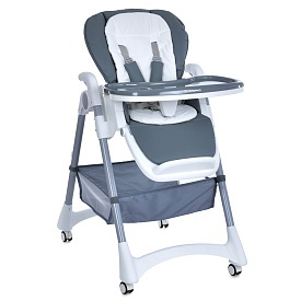 Стільчик ME 1177 STEADY Storm Gray для годування, 5-точ.ремені, матрац, 4 колеса, шкір., сірий. - 1 - smarttoys.com.ua