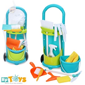 Набір для прибирання A55-22 візок, відро, щітки, совок, ганчірки, швабра, сітка, 62-25-17 см. - 1 - smarttoys.com.ua