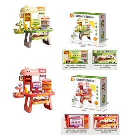 Магазин L666-114-A прилавок, каса, звук, продукти, 28дет, 2 кольори, на бат., в кор, 35,5-29-14,5см - 1 - smarttoys.com.ua