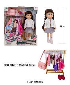 Лялька AKG-0071 вбрання, сумка, взуття, вішалка-стійка, кор., 33,5-36,5-9 см. - 1 - smarttoys.com.ua