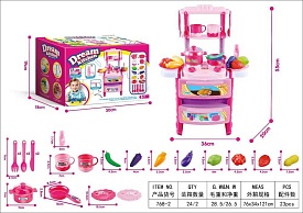 Кухня 768-2 плита, мийка-ллється вода (механіч.), посуд, продукти,муз.,світло,бат.,кор.,30-20,5-18см - 1 - smarttoys.com.ua