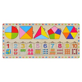 Дерев'яна іграшка Рамка-вкладиш MD 0870 геометр.фігури-пазли 5шт.,цифри-пазли(1-10),кул.,38-18-0,5см - 1 - smarttoys.com.ua