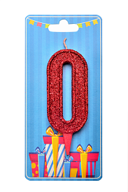 Свічка для торта  "Цифра 0" червона блиск - 1 - smarttoys.com.ua