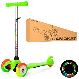 Самокат BB 3-013-4-A-GR MINI,алюм.+пласт.,3кол.ПУ-світ.,2пер.120мм,заднє 70мм,підніжка,кермо 60/69см - 1 - smarttoys.com.ua