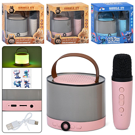 Колонка K52-A-B акум,11-8,5-9см,мікрофон 13,5см,BТ,FM,світло,TFслот,наліпки,USBзаряд.,2 види(LS,LBB) - 1 - smarttoys.com.ua