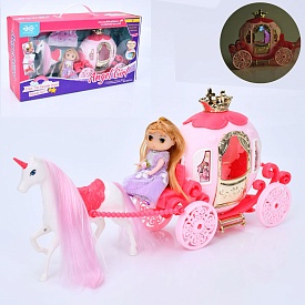 Карета 6970-A конячка, лялька, муз., світло, бат. (табл.), кор., 43-24-12 см. - 1 - smarttoys.com.ua
