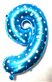 Фольгована цифра "9" блакитна, висота 65 см - 1 - smarttoys.com.ua