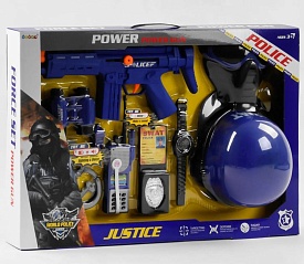 Набір поліції 34330 (12) 10 елементів, автомат з тріскачкою, рація зі світлом і звуком, каска, маска із захисними окулярами, бінокль, ніж, в коробці - 1 - smarttoys.com.ua