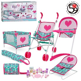 Набір гральний T816057 для ляльки,коляска прогул.,стільчик для годув.,манеж,шезлонг,сумка,аксес.,21п - 1 - smarttoys.com.ua