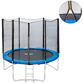 Батут MS 0496 діаметр 244см., захисна сітка 150см, пруж.48шт., ніжки 8шт., драбина, кор, 130-44-25см - 1 - smarttoys.com.ua