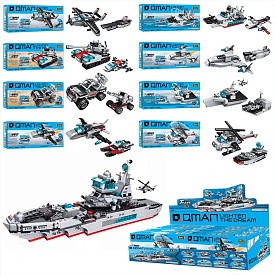 Конструктор Qman 1411 військовий транспорт, від 71дет., 8 шт. (8 видів) в диспл., 43,5-9,5-19см. - 1 - smarttoys.com.ua