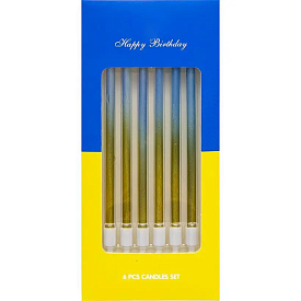 Свічки для торту прямі "Жовто-блакитні" 6шт в уп - 1 - smarttoys.com.ua
